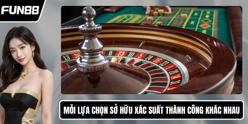 Mỗi lựa chọn sở hữu xác suất thành công khác nhau